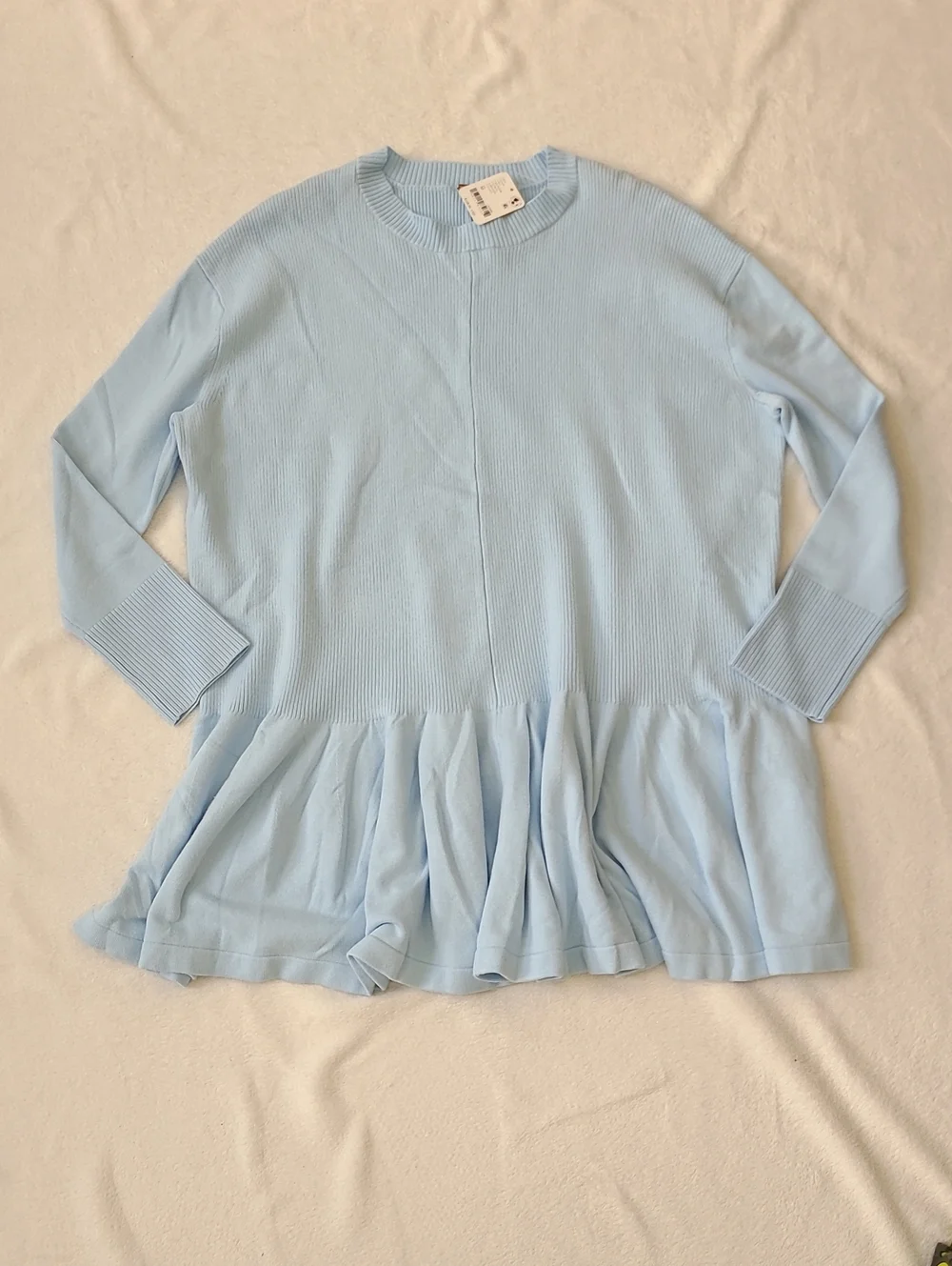Free People NEW Time on My Side Mini Dress Ice Water Blue Sweater Knit Medium